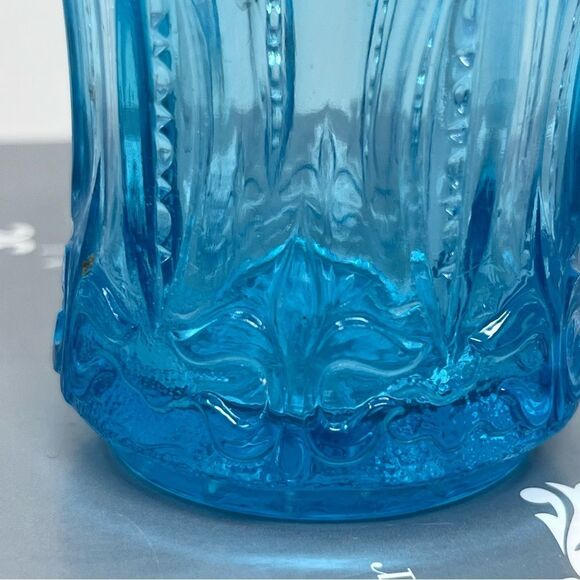 Jefferson Blue Glass Opalescent Iris with Meander Toothpick Holder - Picture 5 of 8